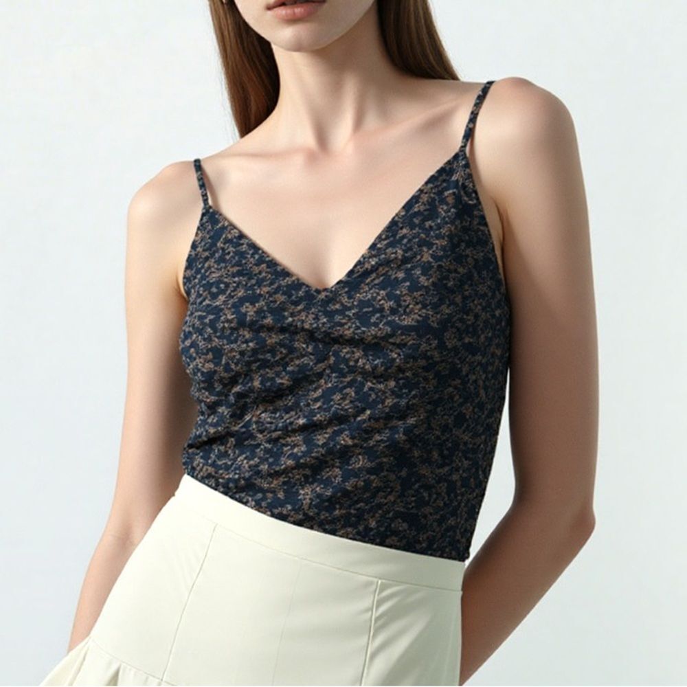 Veronica Beard Silk Dark Teal Floral Camisole Women’s Large Cami Top Fairy Boho